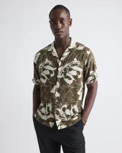 Short-Sleeve Floral Shirt with Camp Collar