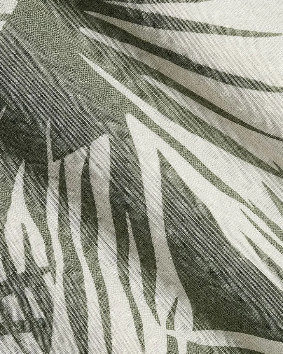 Short-Sleeve Foliage Shirt with Camp Collar