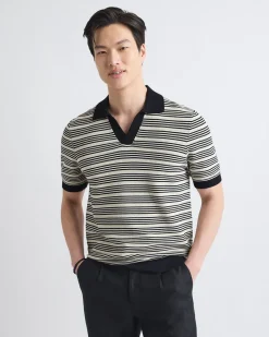 Short-Sleeve Johnny Sweater with Horizontal Stripes