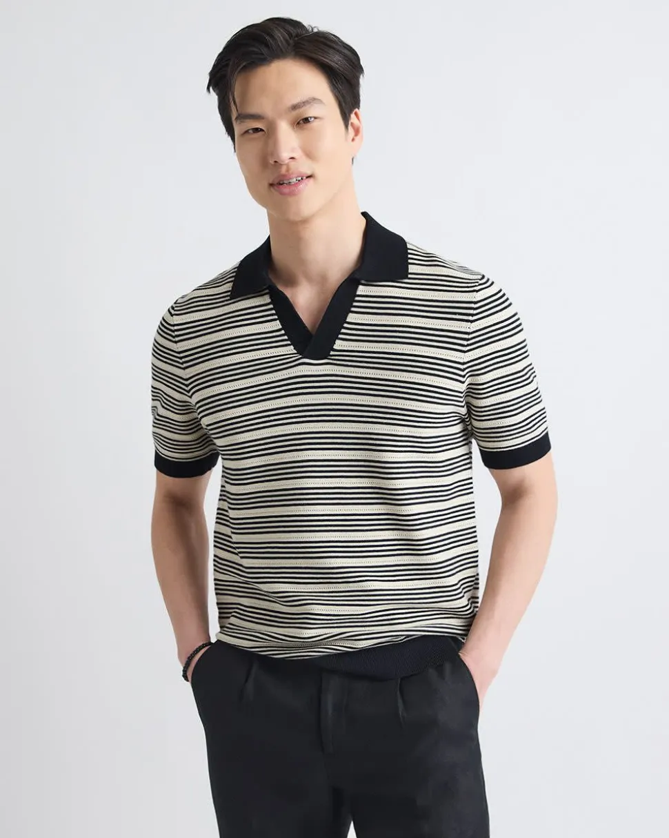 Short-Sleeve Johnny Sweater with Horizontal Stripes