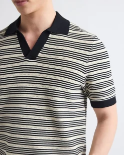Short-Sleeve Johnny Sweater with Horizontal Stripes