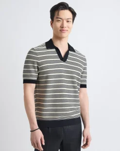 Short-Sleeve Johnny Sweater with Horizontal Stripes