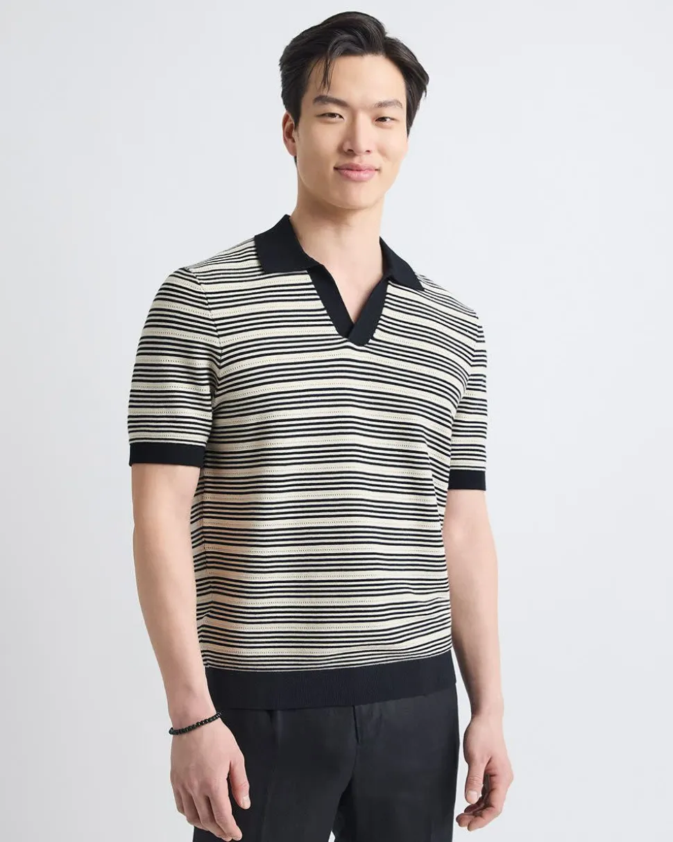 Short-Sleeve Johnny Sweater with Horizontal Stripes