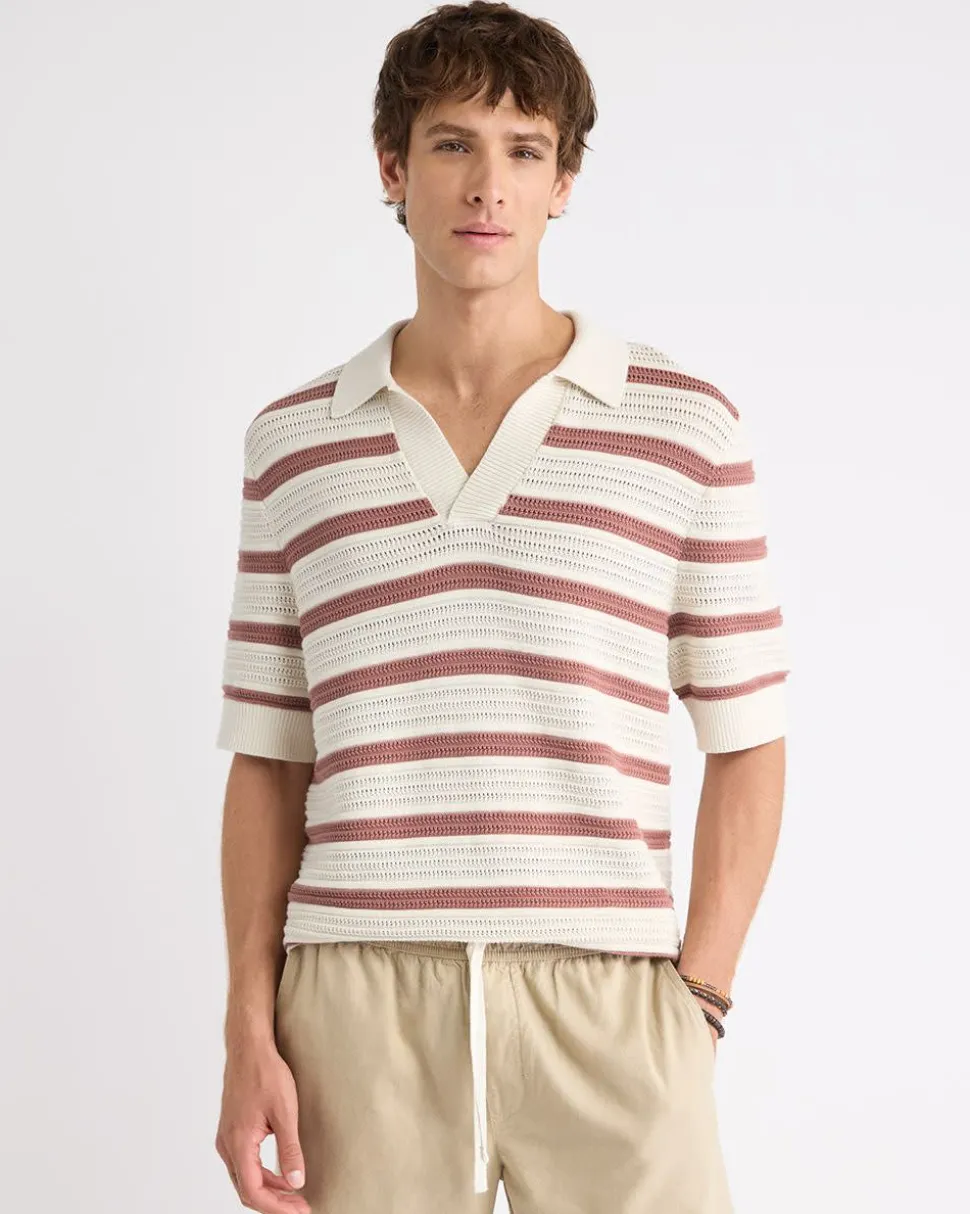 Short-Sleeve Johnny Sweater with Horizontal Stripes