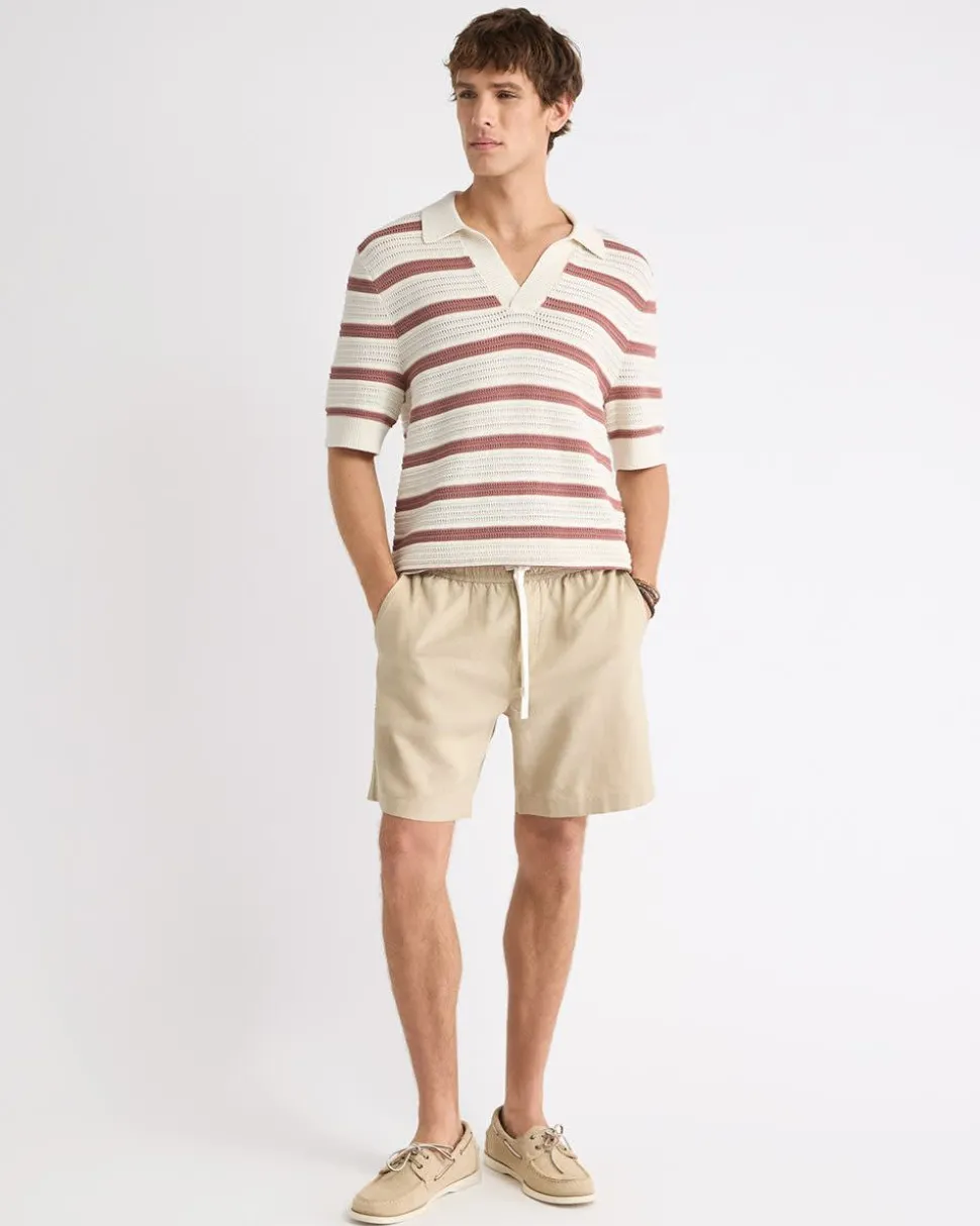 Short-Sleeve Johnny Sweater with Horizontal Stripes