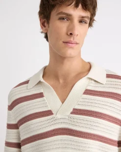 Short-Sleeve Johnny Sweater with Horizontal Stripes
