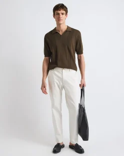 Short-Sleeve Johnny Sweater with Vertical Stripes