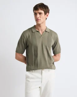Short-Sleeve Johnny Sweater with Vertical Stripes