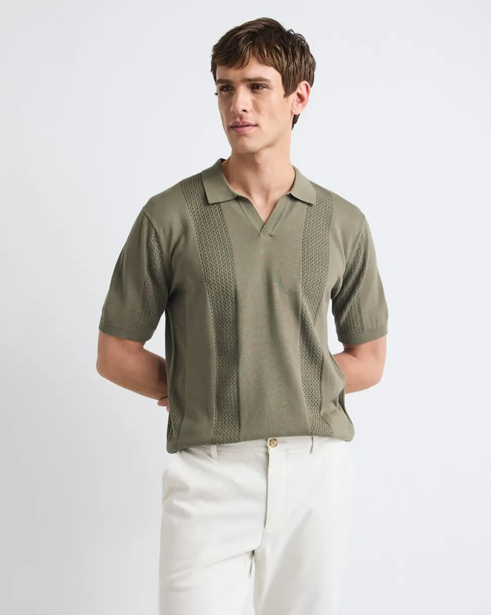 Short-Sleeve Johnny Sweater with Vertical Stripes