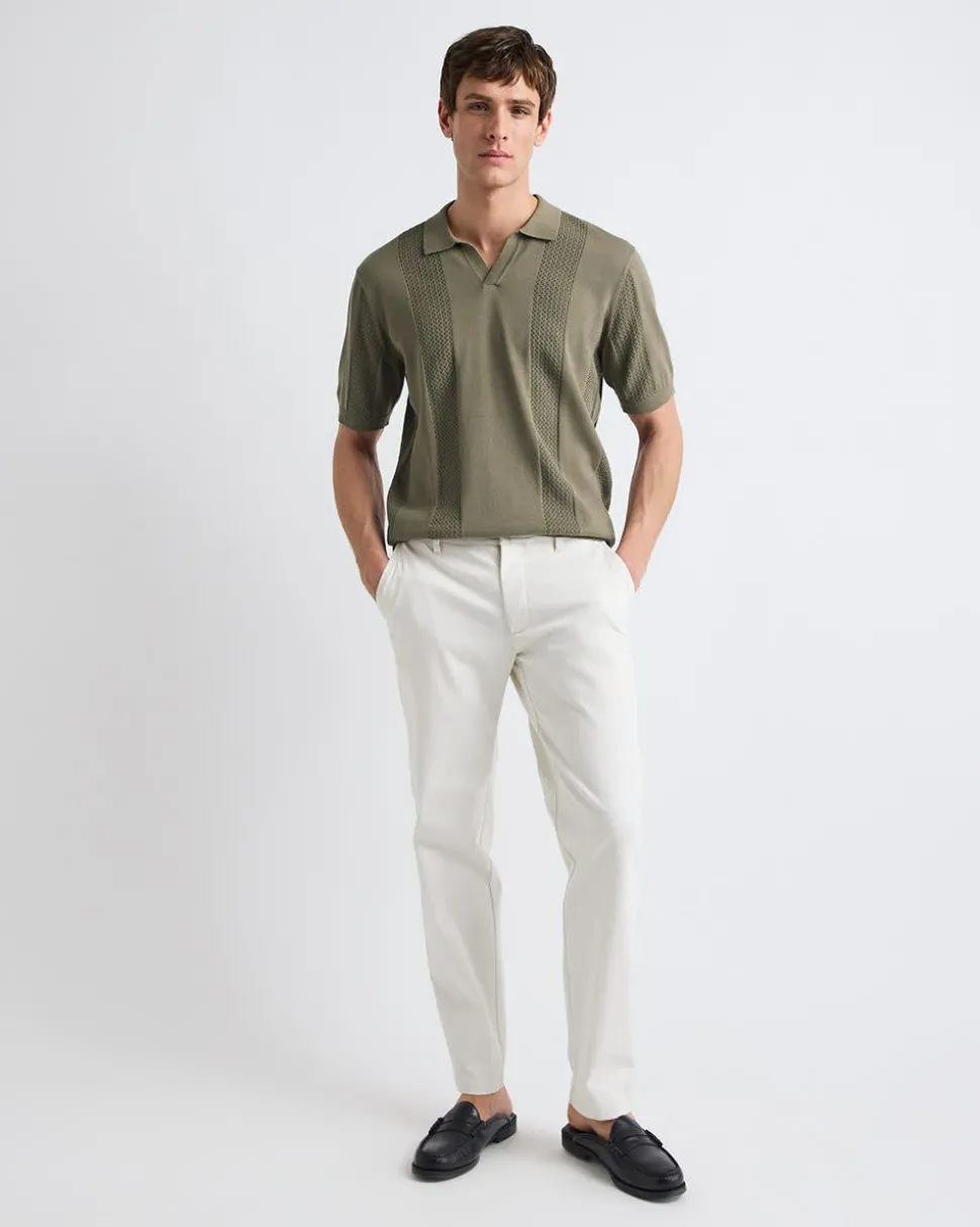 Short-Sleeve Johnny Sweater with Vertical Stripes
