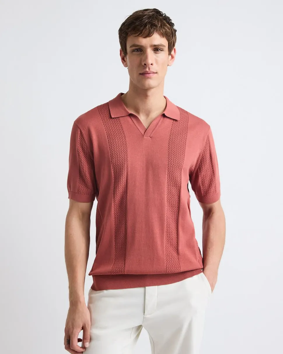 Short-Sleeve Johnny Sweater with Vertical Stripes