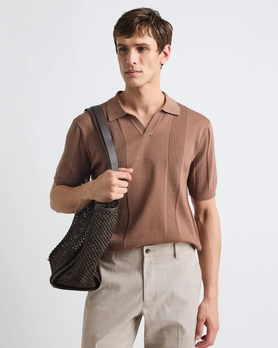 Short-Sleeve Johnny Sweater with Vertical Stripes