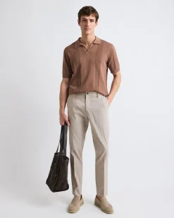 Short-Sleeve Johnny Sweater with Vertical Stripes