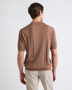 Short-Sleeve Johnny Sweater with Vertical Stripes