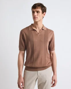 Short-Sleeve Johnny Sweater with Vertical Stripes