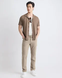 Short-Sleeve Piqué Shirt with Camp Collar
