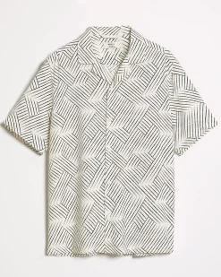 Short-Sleeve Printed Shirt with Camp Collar