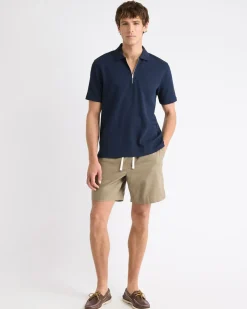 Short-Sleeve Ribbed Half-Zip Polo
