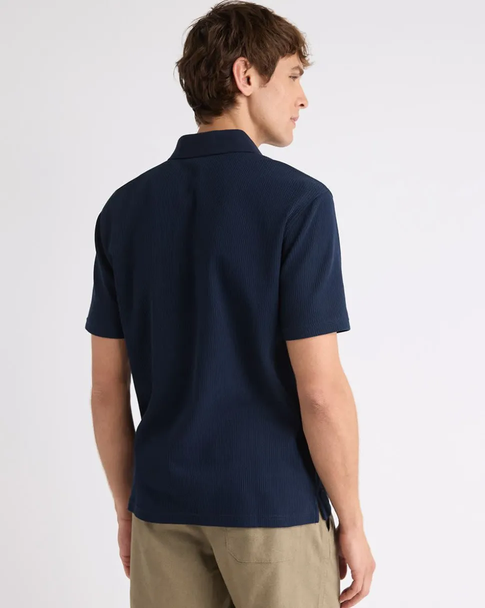 Short-Sleeve Ribbed Half-Zip Polo