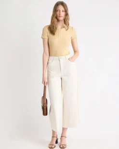 Short-Sleeve Ribbed Henley Top