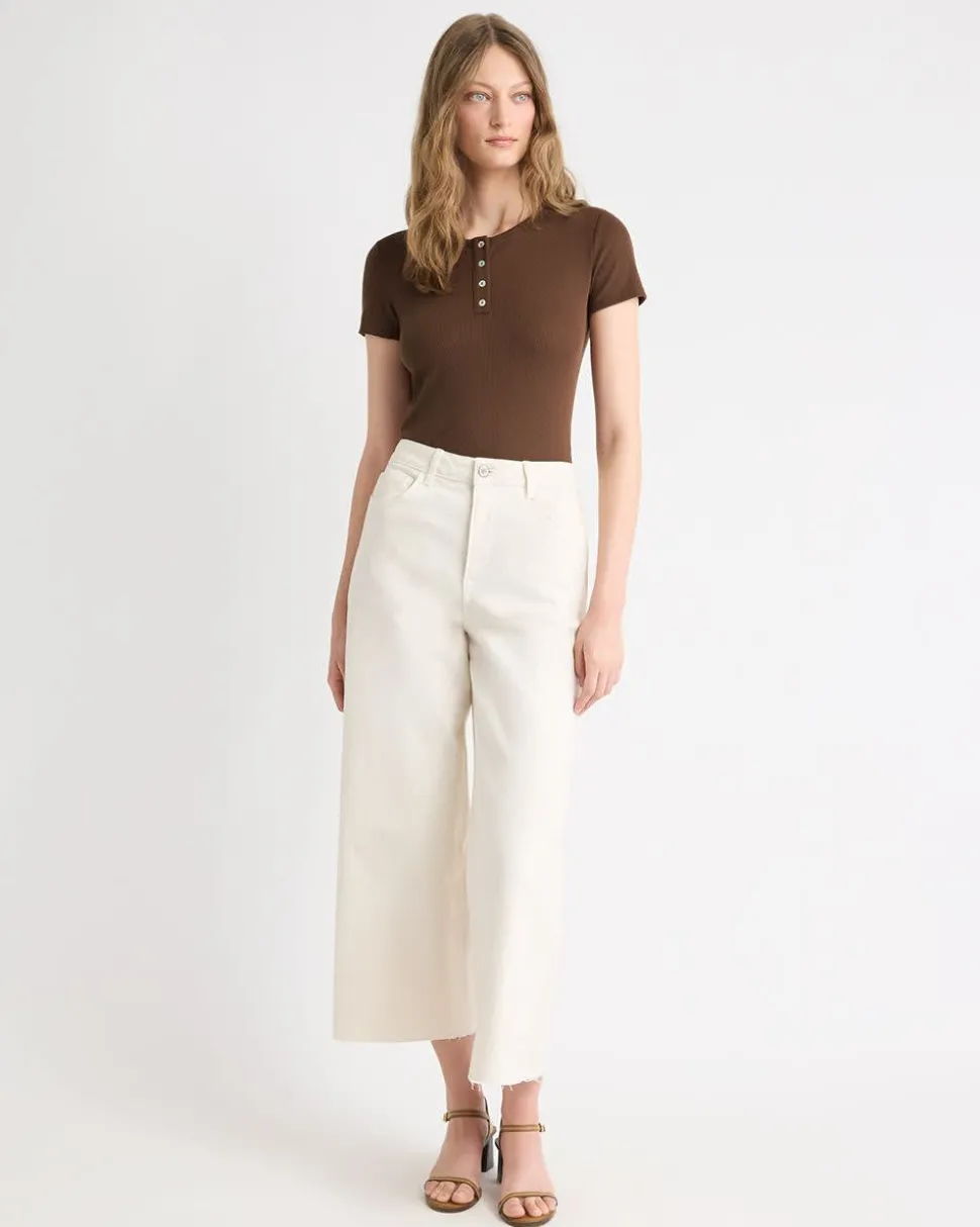 Short-Sleeve Ribbed Henley Top
