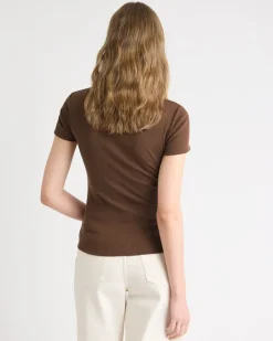 Short-Sleeve Ribbed Henley Top