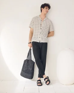 Short-Sleeve Shirt with Camp Collar