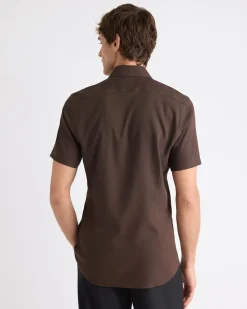 Short-Sleeve Slim-Fit Knit-Like Dress Shirt
