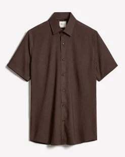 Short-Sleeve Slim-Fit Knit-Like Dress Shirt