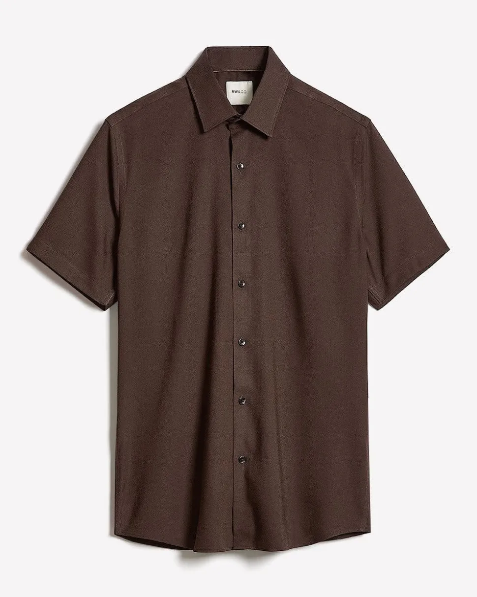 Short-Sleeve Slim-Fit Knit-Like Dress Shirt