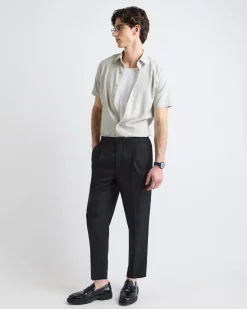 Short-Sleeve Slim-Fit Knit-Like Dress Shirt