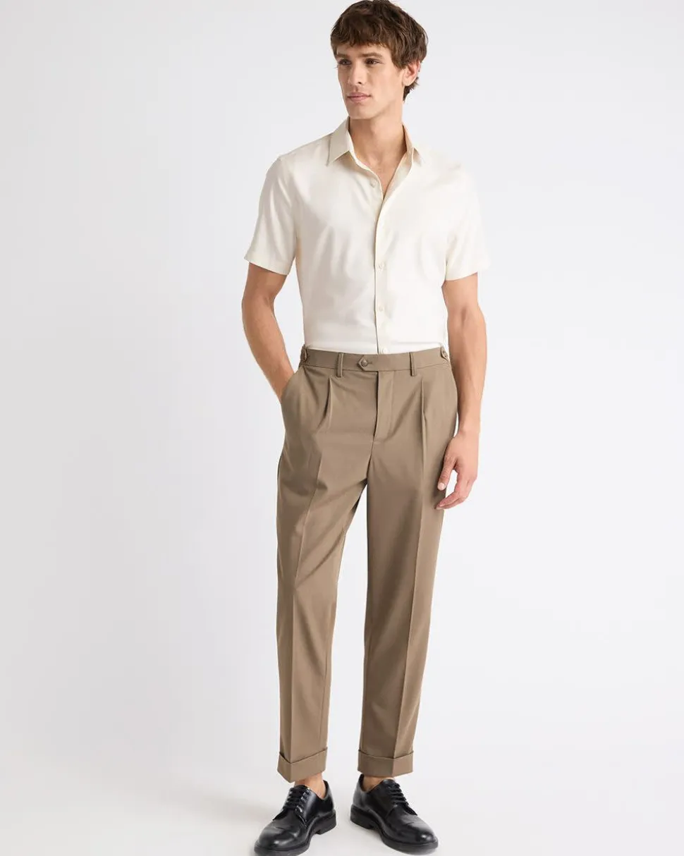 Short-Sleeve Slim-Fit Knit-Like Dress Shirt