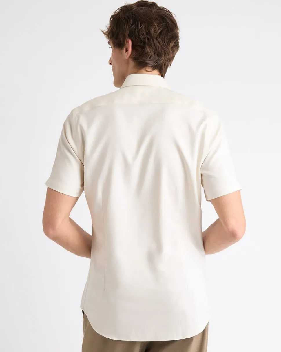 Short-Sleeve Slim-Fit Knit-Like Dress Shirt