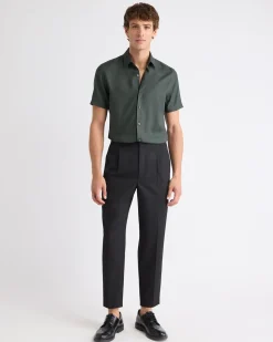 Short-Sleeve Slim-Fit Knit-Like Dress Shirt