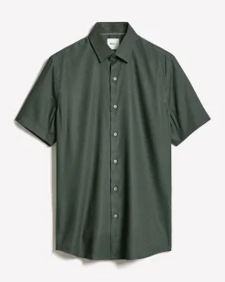 Short-Sleeve Slim-Fit Knit-Like Dress Shirt