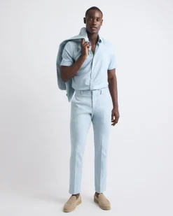 Short-Sleeve Slim-Fit Knit-Like Dress Shirt