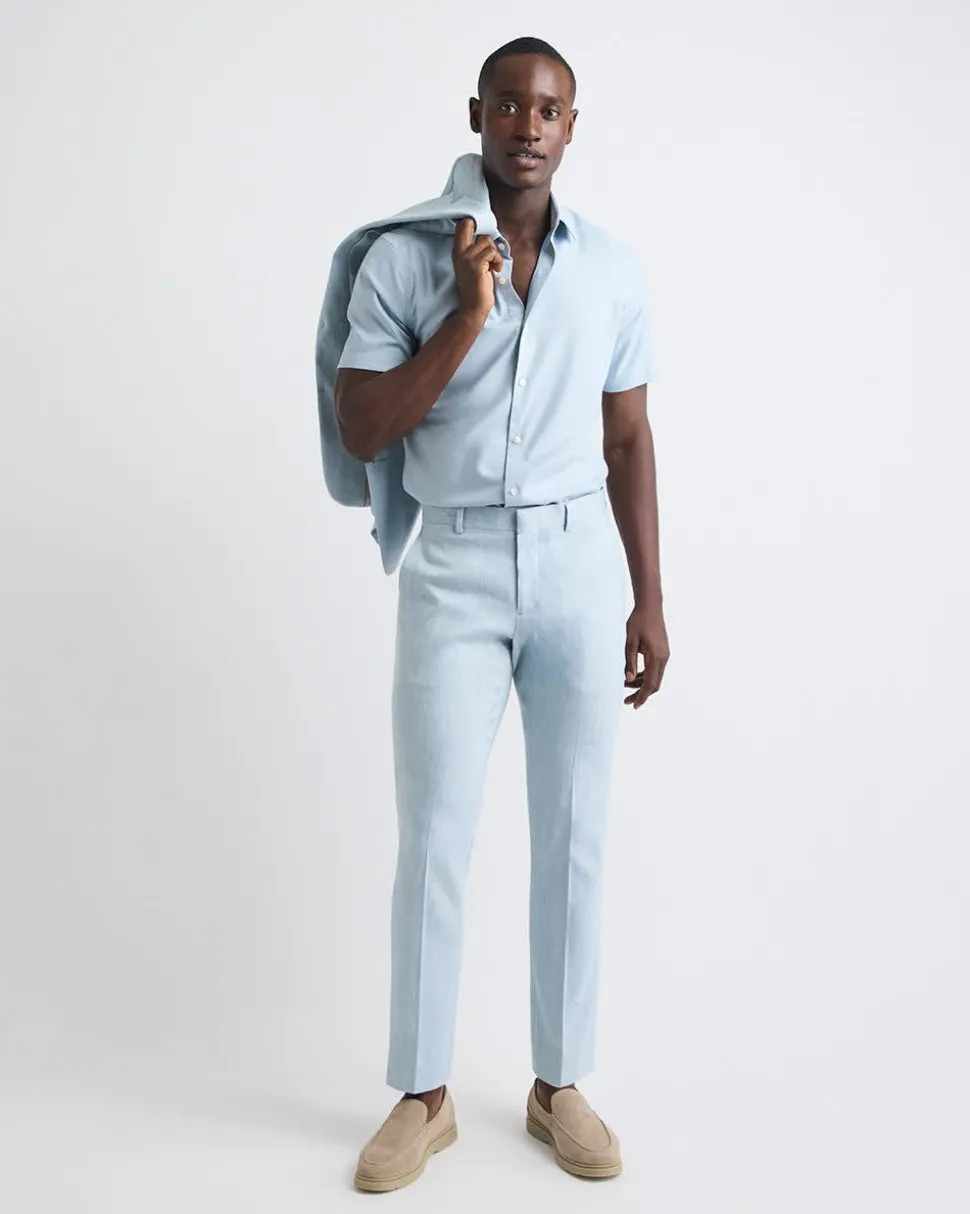 Short-Sleeve Slim-Fit Knit-Like Dress Shirt