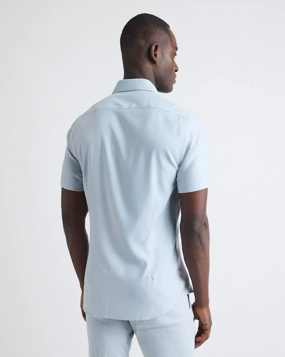Short-Sleeve Slim-Fit Knit-Like Dress Shirt