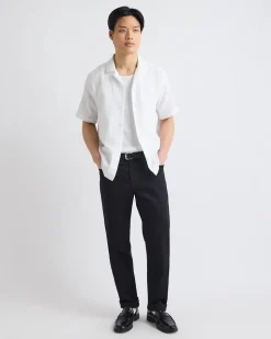 Short-Sleeve Solid Shirt with Camp Collar