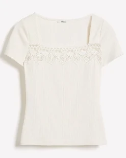 Short-Sleeve Square-Neck Ribbed Top
