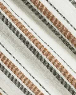 Short-Sleeve Striped Linen-Blend Shirt with Camp Collar