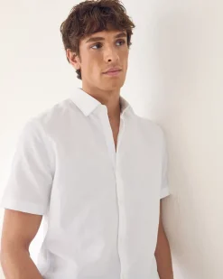 Short-Sleeve Tailored-Fit Linen Dress Shirt