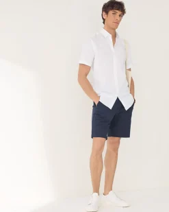 Short-Sleeve Tailored-Fit Linen Dress Shirt