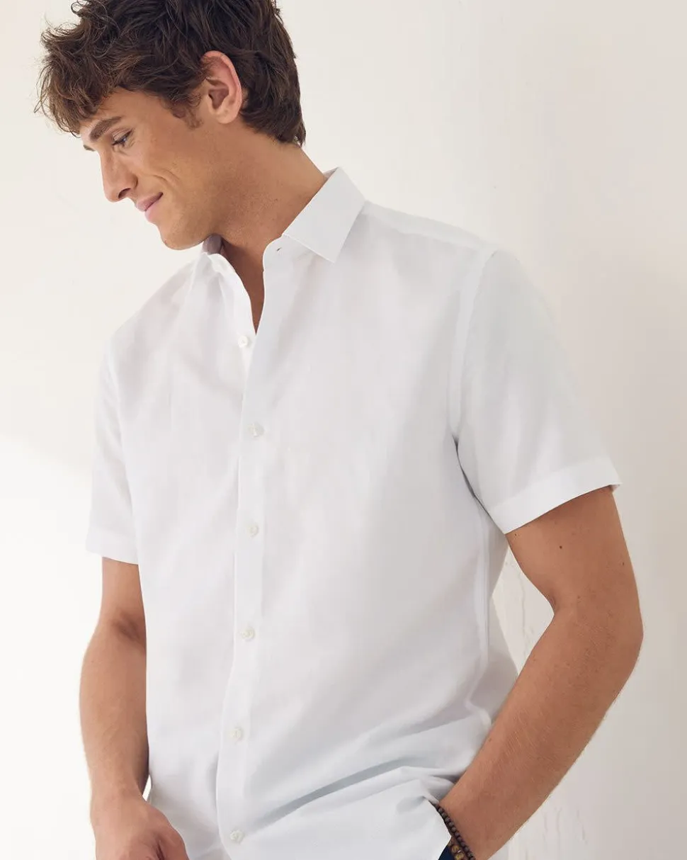 Short-Sleeve Tailored-Fit Linen Dress Shirt