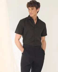 Short-Sleeve Tailored-Fit Linen Dress Shirt