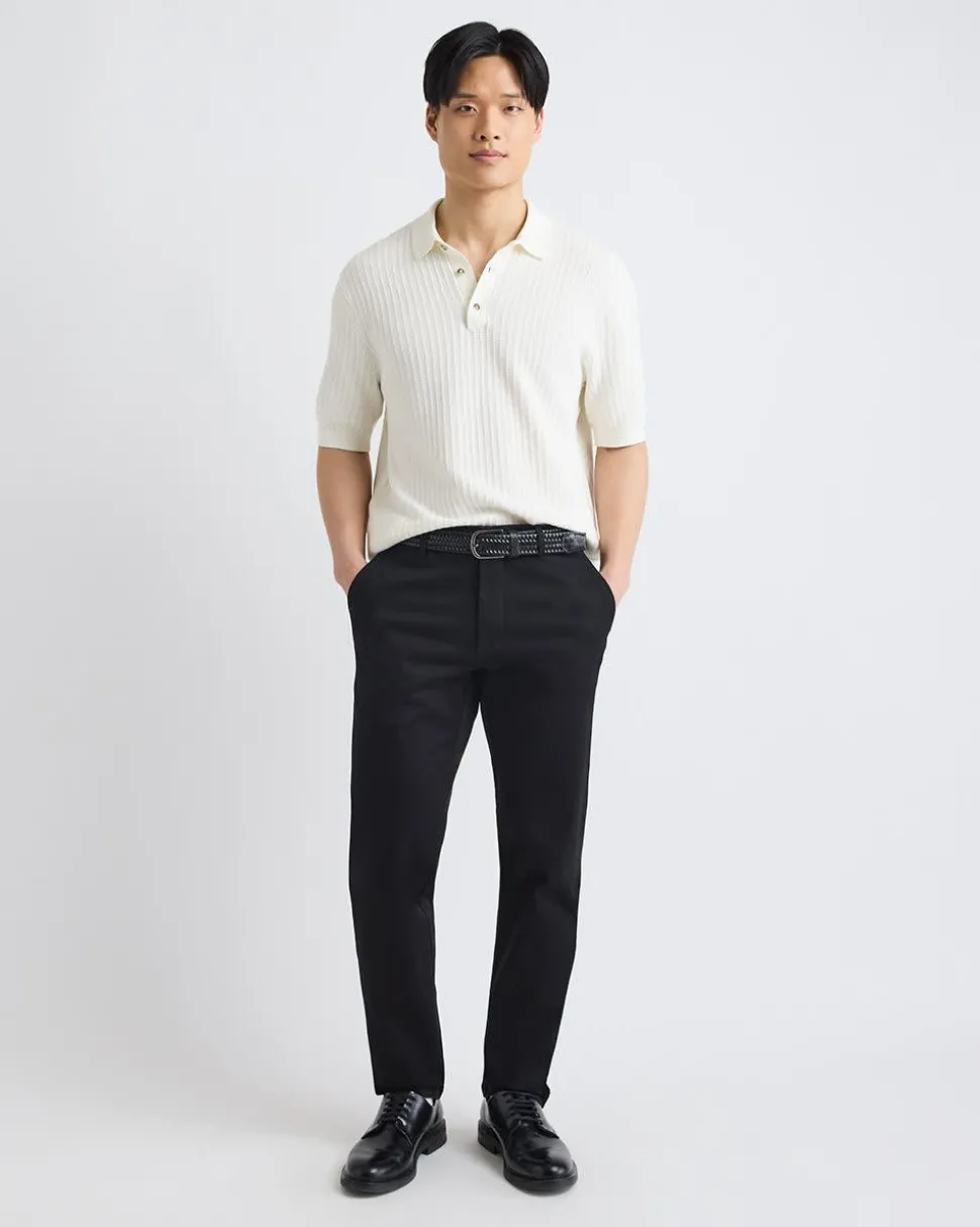 Short-Sleeve Textured Polo Sweater