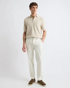 Short-Sleeve Textured Polo Sweater