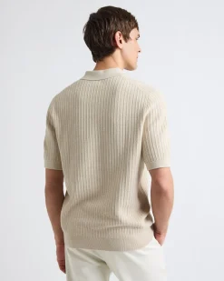 Short-Sleeve Textured Polo Sweater
