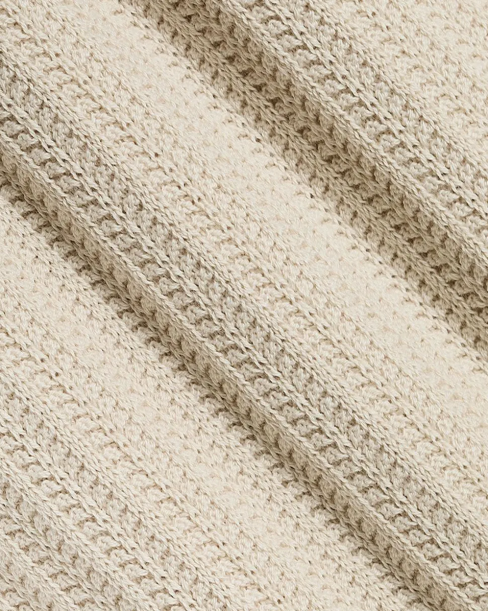 Short-Sleeve Textured Polo Sweater