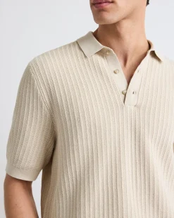 Short-Sleeve Textured Polo Sweater